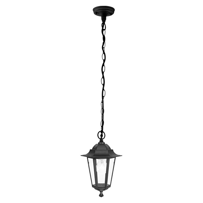 Eglo Laterna 4 Hangende lamp (60 W, l x b x h: 20,5 x 20,5 x 90 cm, Kleur behuizing: Zwart, Kleur scherm: Helder, IP44) | BAUHAUS