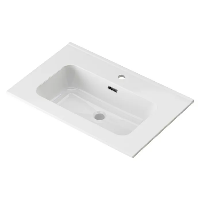 Lavabo Spectra - 71 x 46 cm, Orificios para grifo: Medio, Con desbordamiento, Blanco - Un lavabo de cerámica blanco con rebosadero y orificio para grifo, ideal para baños modernos.