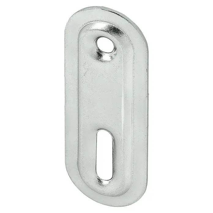 Stabilit Verbindungsblech - L x B: 63 x 22 mm - Detailaufnahme einer metallenen Gegenplatte für Türbeschläge, die robust und langlebig ist. Ideal für sichere Türverriegelungen.