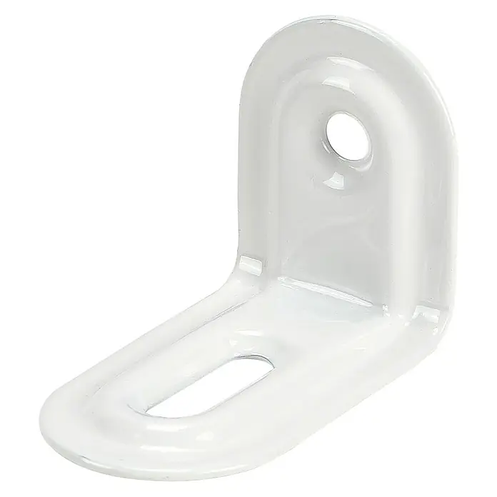 Stabilit Verstellwinkel - L x B x H: 39 x 28 x 22 mm, Weiß - Weiß lackierter Winkelverbinder mit ovalem Loch und Bohrung für sichere Verbindungen und stabilen Halt.