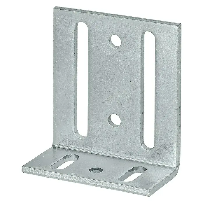 Stabilit Verstellwinkel - L x B x H: 75 x 35 x 65 mm, Stahl, Verzinkt - Ein verzinkter Winkelverbinder mit Schlitzen und Löchern zur Befestigung. Ideal für Holzkonstruktionen und Möbelbau.