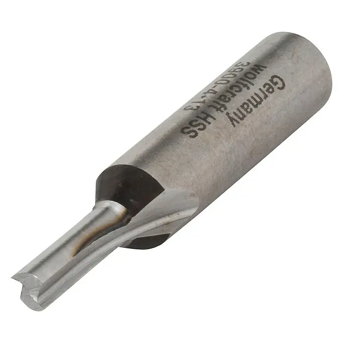 Wolfcraft Nutfräser - Nutbreite: 4 mm, Durchmesser Schaft: 8 mm, HS-Stahl - Aufnahme eines Wolfcraft HSS-Holzfräsers, ideal zum Nuten, Abkanten und Ausfräsen von Profilen in Weichholz und Hartfaserplatten.