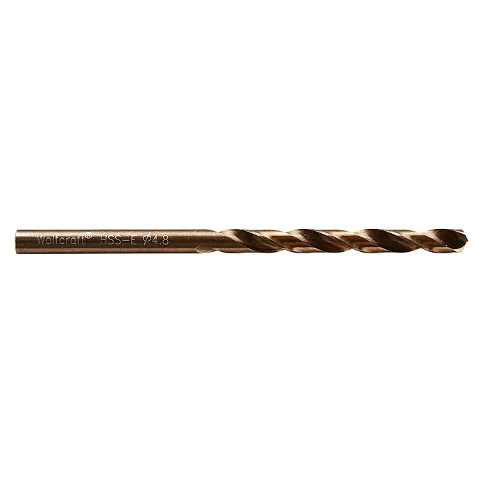 Wolfcraft Metallbohrer - 1 Stk., Durchmesser Bohrer: 4,8 mm, HSS-Co - Wolfcraft HSS-E Spiralbohrer mit einem Durchmesser von 4,8 mm, ideal für präzise Bohrarbeiten in Metall und Stahl.