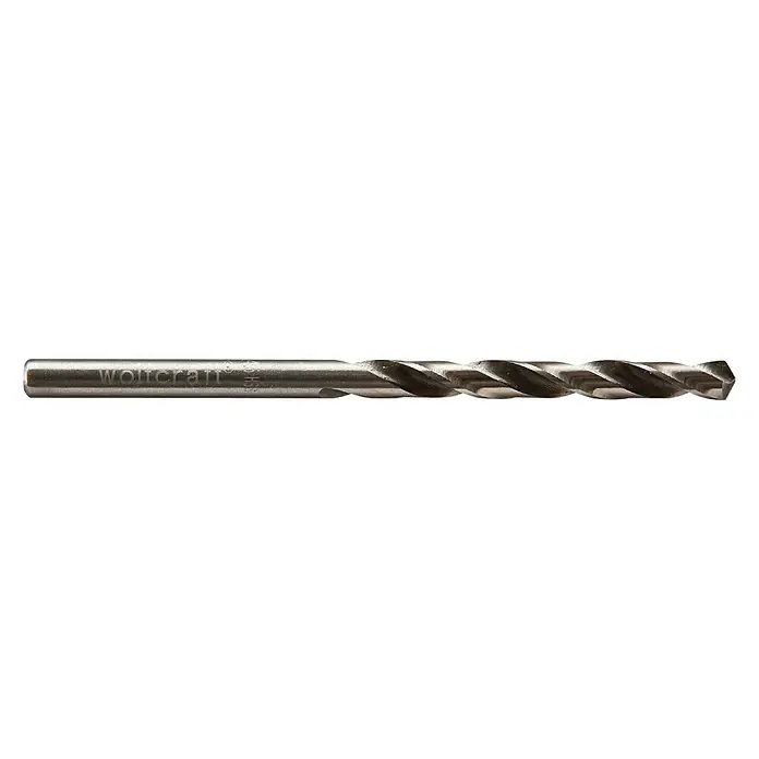 Wolfcraft Metallbohrer - 1 Stk., Durchmesser Bohrer: 4,5 mm, HS-Stahl - Nahaufnahme eines Wolfcraft Spiralbohrers aus Hochleistungs-Schnellarbeitsstahl für präzise Bohrergebnisse in verschiedenen Materialien.