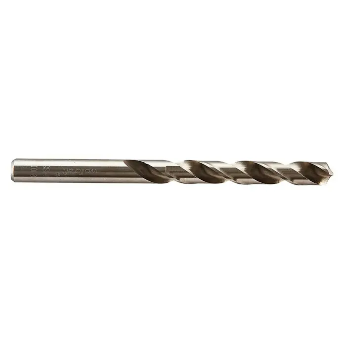 Wolfcraft Metallbohrer - 1 Stk., Durchmesser Bohrer: 10 mm, HS-Stahl - Nahaufnahme eines HSS-Spiralbohrers von wolfcraft, ideal für präzise Bohrungen in Metall und andere Materialien.
