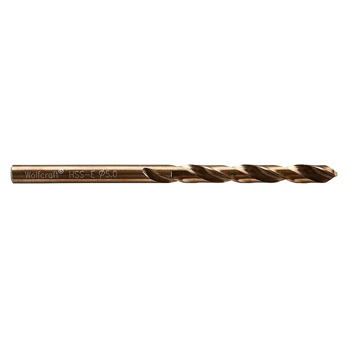 Wolfcraft Metallbohrer - 1 Stk., Durchmesser Bohrer: 5 mm, HSS-Co - Wolfcraft HSS-E Bohrer, Durchmesser 5.0 mm. Hochwertiger Spiralbohrer für präzise Bohrlöcher in Metall.