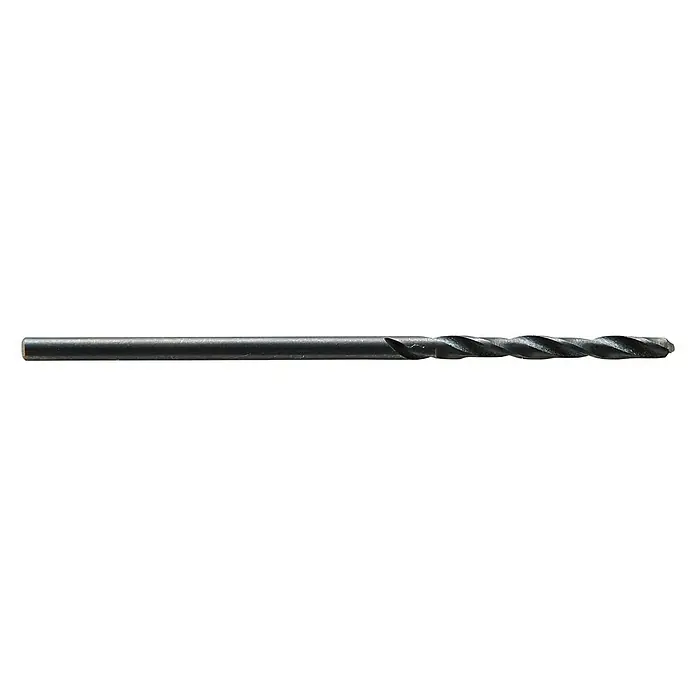 Wolfcraft Metallbohrer rollgewalzt - 3 Stk., Durchmesser Bohrer: 1,5 mm - Nahaufnahme eines einzelnen Spiralbohrers mit klar erkennbarer Wendelstruktur auf schwarzem Hintergrund.