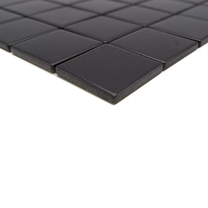Mosaikfliese Quadrat Uni CD 192 - 29,8 x 29,8 cm, Schwarz, Matt - Detailaufnahme