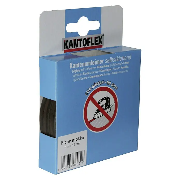 Kantoflex Umleimer - Wenge/Eiche Mokka, 5 m x 19 mm - Kantoflex Umleimer selbstklebend, Eiche Mokka, 5 m x 19 mm. Ideal für Möbelkanten, einfache Anwendung ohne Bügeln.