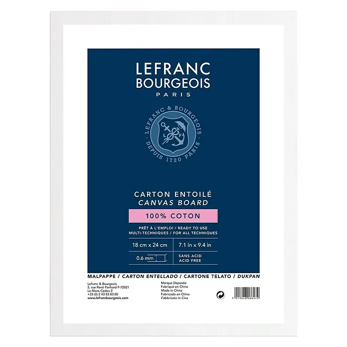 Lefranc & Bourgeois Malpappe Louvre - 18 x 24 cm, 280 g/m² - Lefranc Bourgeois Malpappe: 18x24 cm große, säurefreie Leinwand, ideal für verschiedene Maltechniken und sofort einsatzbereit.