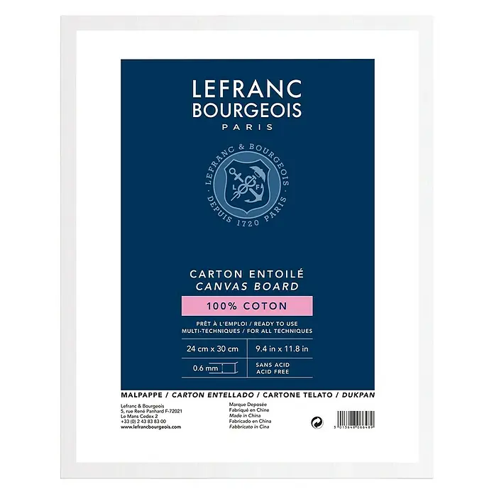 Lefranc & Bourgeois Malpappe Louvre - 24 x 30 cm, 280 g/m² - Lefranc Bourgeois Keilrahmen Karton, 24x30 cm, ideal für vielfältige Maltechniken. Säurefrei und aus 100% Baumwolle.