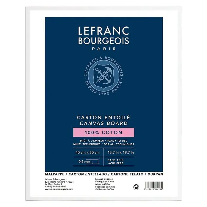 Lefranc & Bourgeois Malpappe Louvre - 40 x 50 cm, 280 g/m² - LEFRANC BOURGEOIS Leinwandkarton, 40x50 cm, ideal für diverse Maltechniken, 100% Baumwolle, säurefrei für langlebige Kunstwerke.