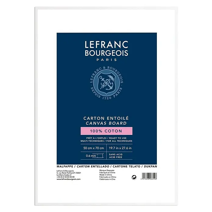 Lefranc & Bourgeois Malpappe Louvre - 50 x 70 cm, 280 g/m² - Lefranc Bourgeois Leinwandkarton 50x70cm, 100% Baumwolle, säurefrei, geeignet für Multitechniken. Ideal für Künstler und Hobbyanwender.