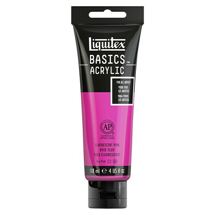 Liquitex Basics AcrylfarbeFarbe: Rosa Fluoreszierend, 118 ml, Tube Front View