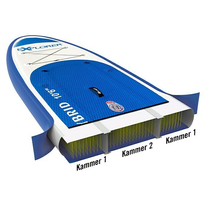 Explorer SUP-Board-Set Hybrid 10.6L x B x H: 320 x 84 x 15 cm, Nutzlast: 150 kg, Aufblasbar, Blau/Weiß Diagonal View