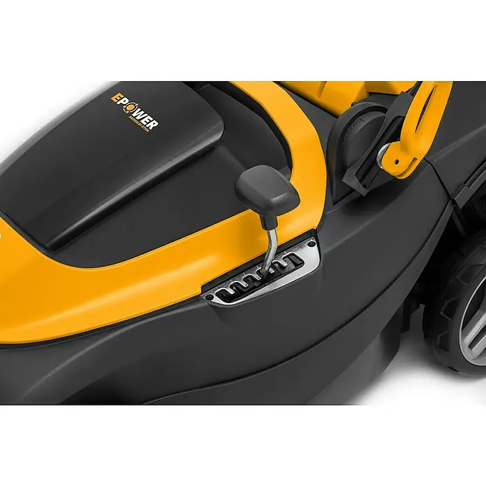Stiga Akku-Rasenmäher Collector 136e - 2 Akkus, 2 Ah, Schnittbreite: 34 cm - Detailansicht eines E-Power Rasenmähers mit Fokus auf den Geschwindigkeitswahlhebel.