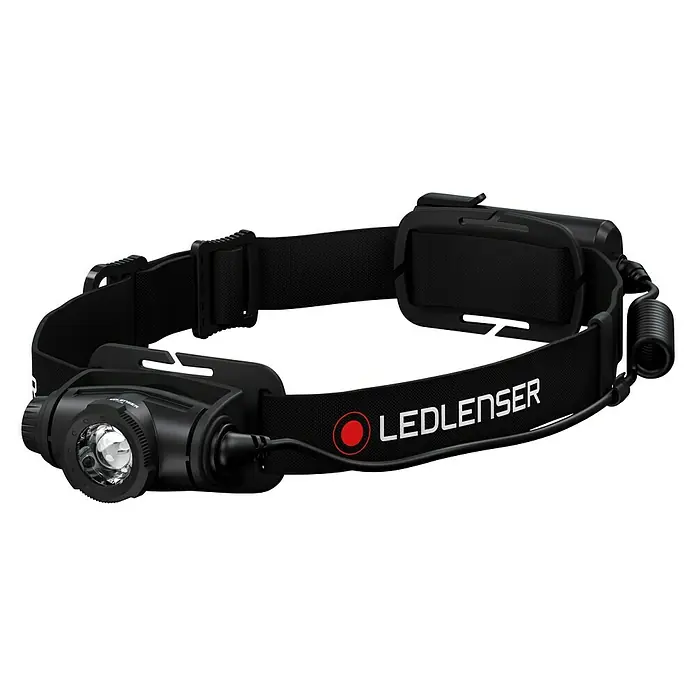 Ledlenser Stirnlampe H5 Core - 15 lm - 350 lm, IP67 - Schwarze Ledlenser Stirnlampe mit verstellbarem Kopfband und LED-Licht für Outdoor-Aktivitäten und Abenteuer.