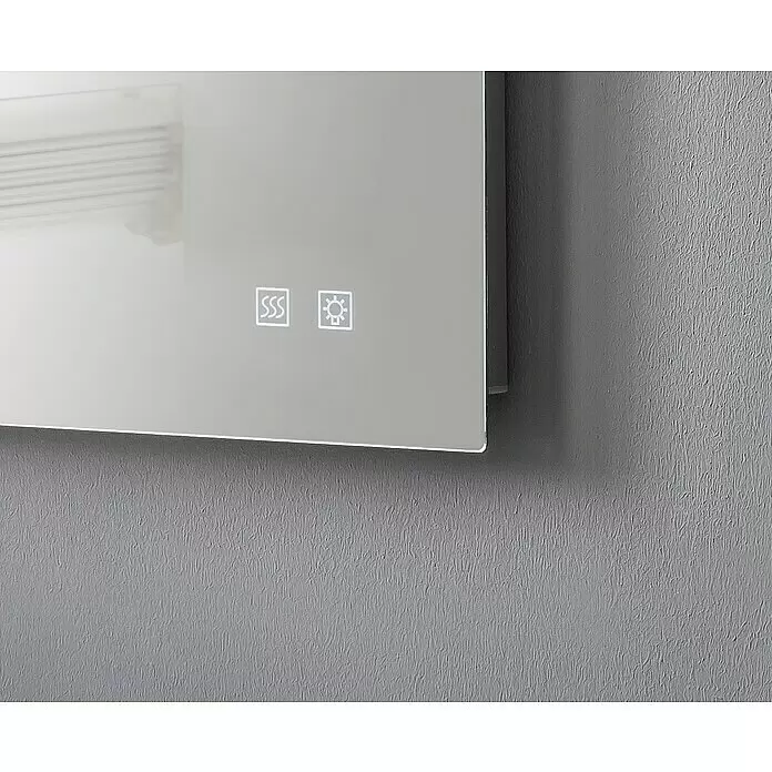 Camargue Lichtspiegel Calor - 60 x 80 cm, Sensor - Moderner Spiegel mit beleuchteten Touch-Bedienelementen für Entnebelung und Licht.