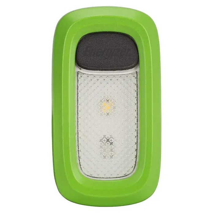 Energizer Linterna deporte - 2,25 x 10,8 x 16,5 cm, 30 lm, IPX4 - Primer plano de una luz LED Energizer verde.