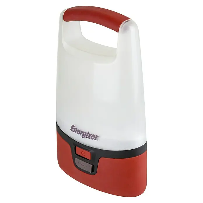 Energizer Lámpara de camping camping recargable - 7 x 17 x 30 cm, 1.000 lm - Una linterna recargable Energizer, ideal para camping o emergencias. Cuenta con un asa roja y un puerto de carga USB.
