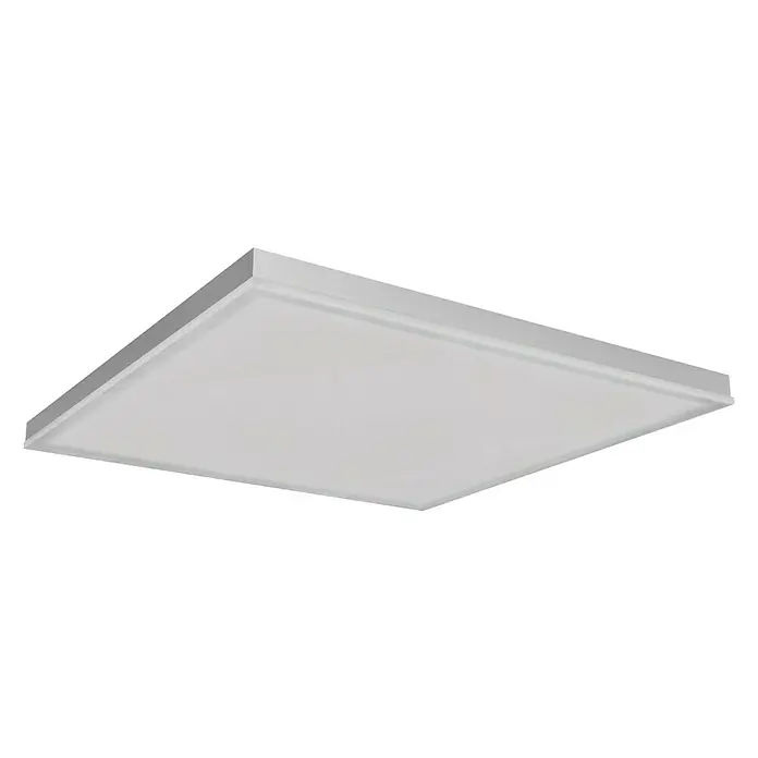 Ledvance Smart+ WiFi LED-Panel Planon FramelessL x B x H: 300 x 300 x 69 mm, Weiß - Das Bild zeigt eine quadratische LED-Deckenleuchte in Grau, die für eine helle und gleichmäßige Ausleuchtung von Innenräumen sorgt.