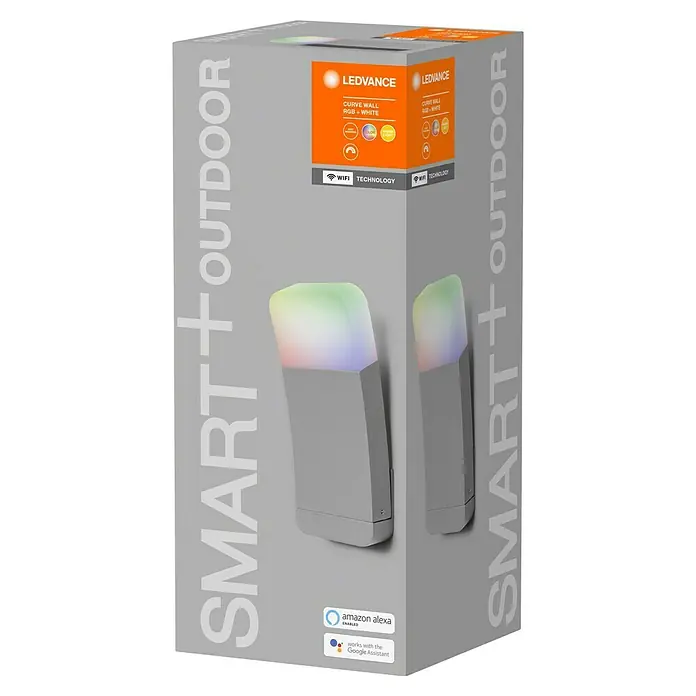 Ledvance Smart+ LED-Deckenleuchte rund Curve Dowm RGBW - RGBW - Eine Produktaufnahme der SMART+ OUTDOOR LEDVANCE Curve Wall RGB + White Leuchte, die intelligente Beleuchtung für den Außenbereich bietet.
