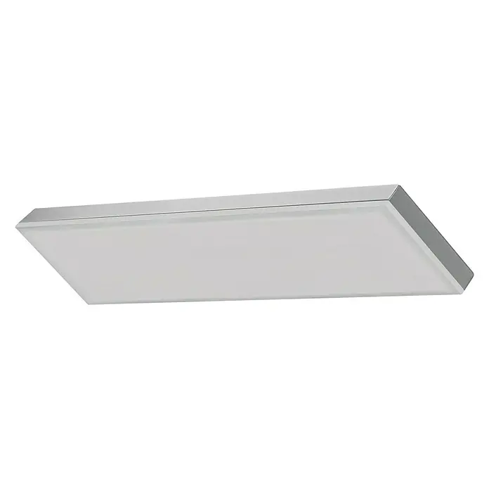 Ledvance Smart+ WiFi LED-Panel Planon Frameless - 16 W, L x B x H: 400 x 100 x 65 mm, Weiß - Eine rechteckige Deckenleuchte mit einem schlanken, silberfarbenen Rahmen und einem hellen, diffusen Lichtpaneel. Ideal für moderne Innenräume.