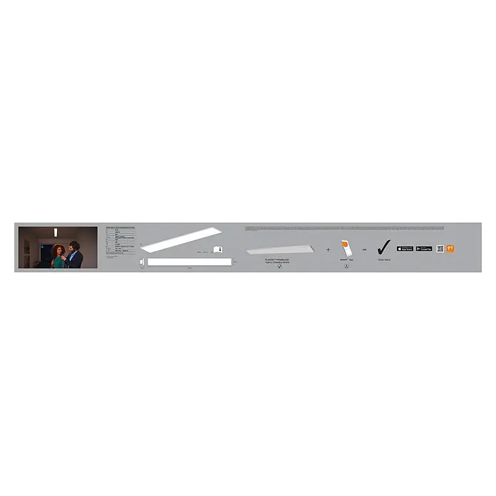 Ledvance Smart+ WiFi LED-Panel Planon Frameless - 35 W, L x B x H: 1.200 x 100 x 65 mm, Weiß, Warmweiß - Produktdarstellung einer PLAFON FRAMLESS LED-Leuchte mit einstellbarem Weißton, geeignet für Smart Home Anwendungen.