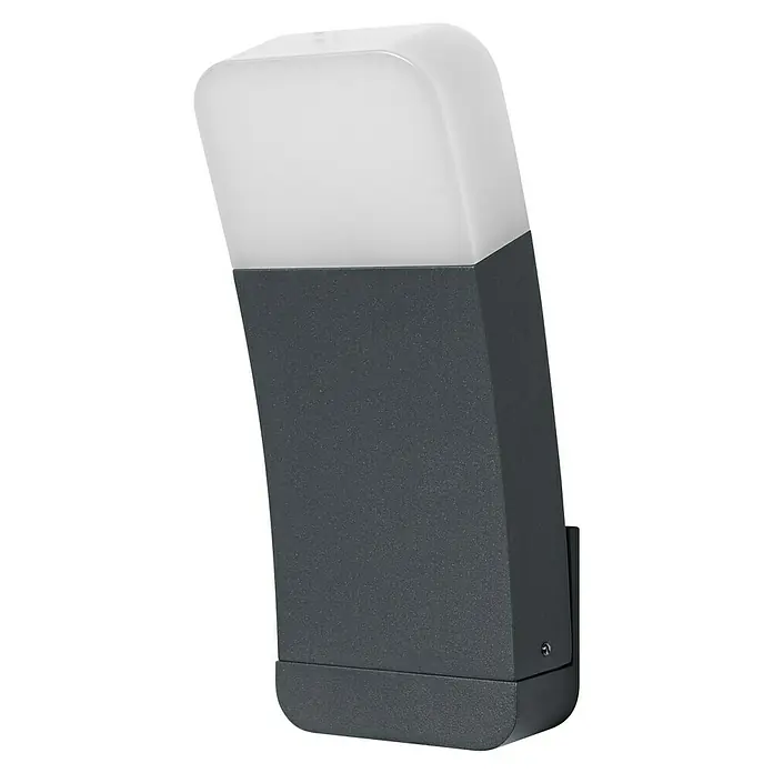 Ledvance Smart+ LED-Außenwandleuchte Curve Up RGBW GrauLeuchtmittel: LED, RGBW, IP44 - Die moderne Außenleuchte mit grauem Gehäuse und weißem Diffusor sorgt für eine stilvolle Beleuchtung im Außenbereich.