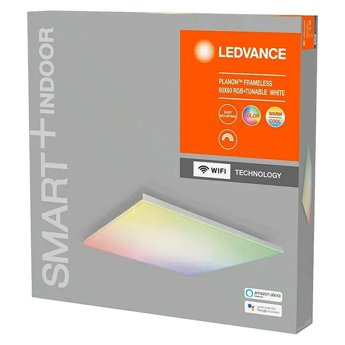 Ledvance Smart+ WiFi LED-Panel Planon Frameless - 40 W, L x B x H: 596 x 596 x 69 mm, Weiß, RGB - LEDVANCE Smart+ Indoor Planon™ LED-Panel mit RGB- und tunable White-Funktion, kompatibel mit Amazon Alexa und Google Assistant für smarte Beleuchtung.