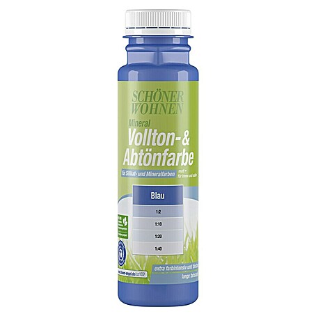 SCHÖNER WOHNEN-Farbe Vollton- & Abtönfarbe Silikat (Blau, Matt, 250 ml, Konservierungsmittelfrei)