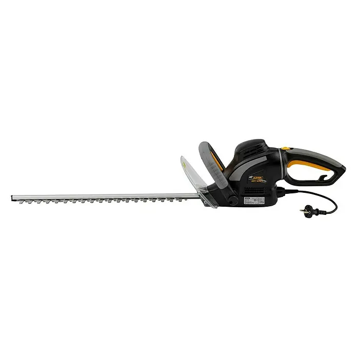 Alpina Elektro-Heckenschere AHT 500 E - 500 W, Schnittlänge: 45 cm, Max. Aststärke: 22 cm - Abbildung einer Alpina AHT 550 Q Elektro-Heckenschere mit scharfen Klingen, die für präzise Schnitte in Ihrem Garten sorgen.