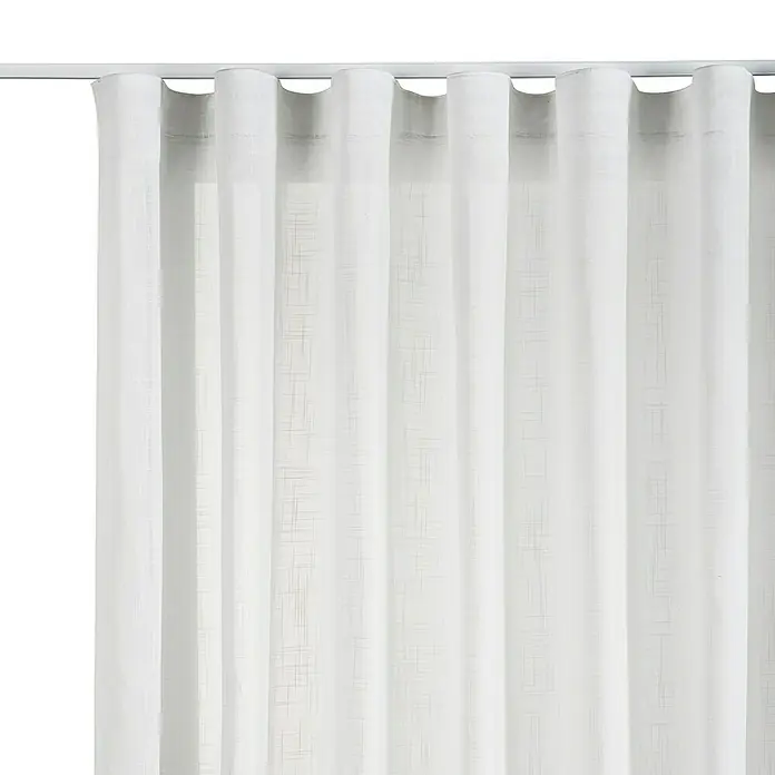Cortina plisada con fruncido Linum - An x Al: 300 x 300 cm, Blanco, Materiales naturales - Una cortina blanca con una elegancia sencilla. El tejido ofrece una privacidad ligera y es una decoración de ventana elegante para cualquier habitación.