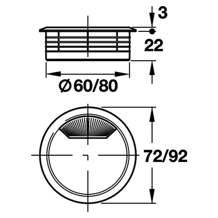 Stabilit Kabeldurchführung (Weiß, Durchmesser: 60 mm)