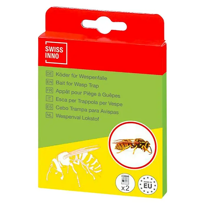 Swissinno Natural Control Cebo de recambio - Avispas, 2 ud. - Cebo para trampas de avispas Swiss Inno: atrayente eficaz con sello de calidad UE, ideal para exteriores.