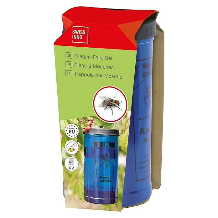 Swissinno Trampa para las moscas - 1 ud. - Embalaje del producto para un atrapamoscas de Swiss Inno, un conjunto de control de plagas natural.