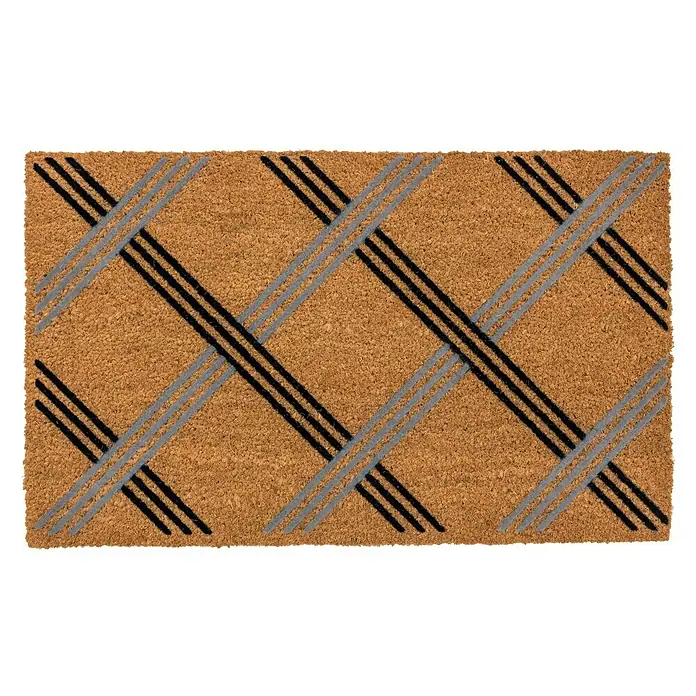 Astra Coco Fußmatte Design - 45 x 75 cm, Kokosbraun/Schwarz, Material Nutzschicht: 100 % Kokos, Karo, Kokos - Braun gemusterte Fußmatte mit schwarzen und grauen Streifen. Die Fußmatte hat ein attraktives, modernes Design und ist strapazierfähig.