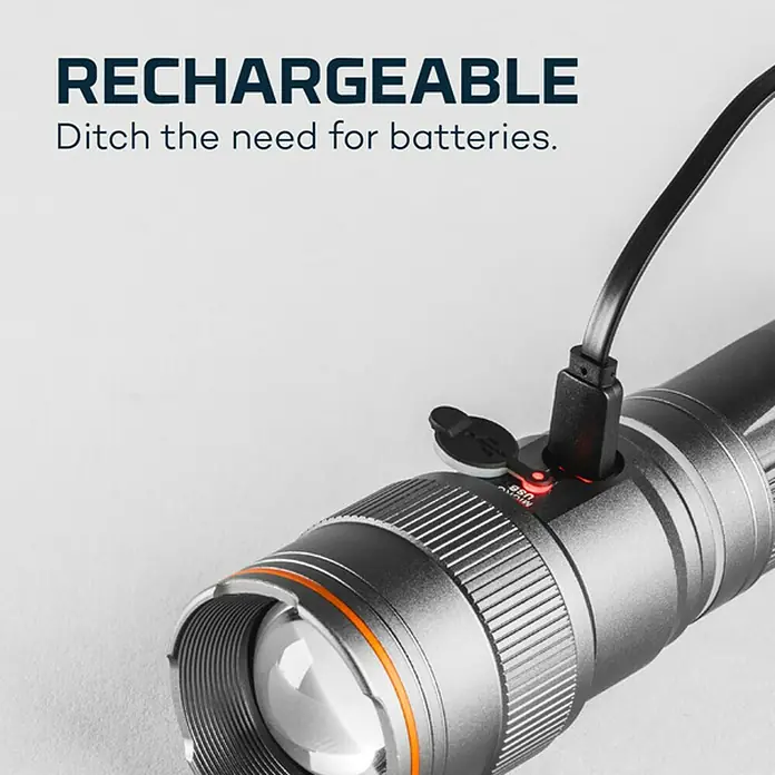 Nebo Tools Linterna Newton - 4,57 x 4,57 x 19,81 cm, 500 lm, IPX4 - Linterna recargable con puerto USB, olvídate de las pilas. Iluminación cómoda y ecológica.