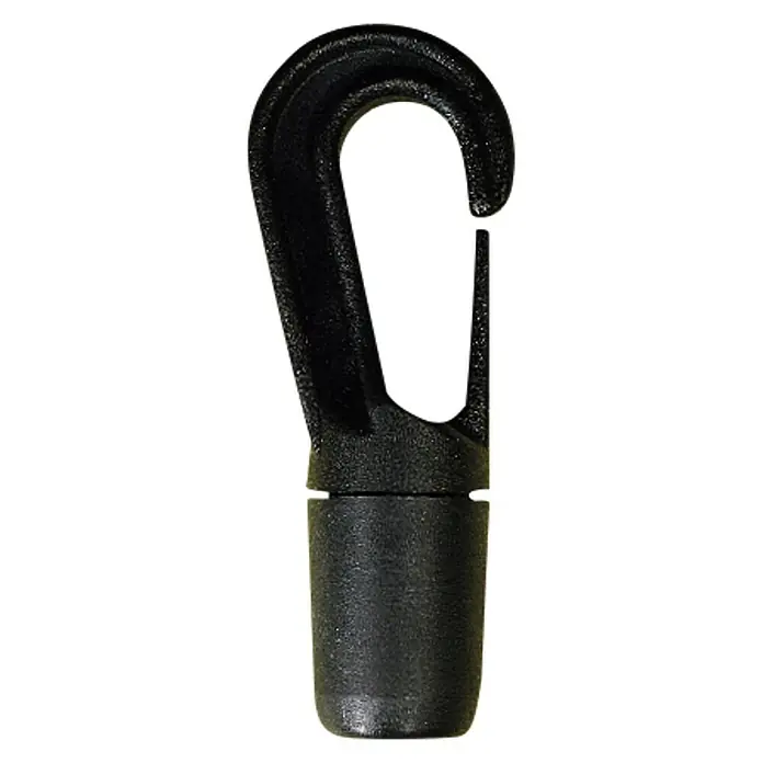 Seilflechter Gancho de patente - Para diámetro de cable: 8 mm, Nylon - Mosquetón negro, ideal para asegurar objetos ligeros. Diseño robusto para aplicaciones versátiles.