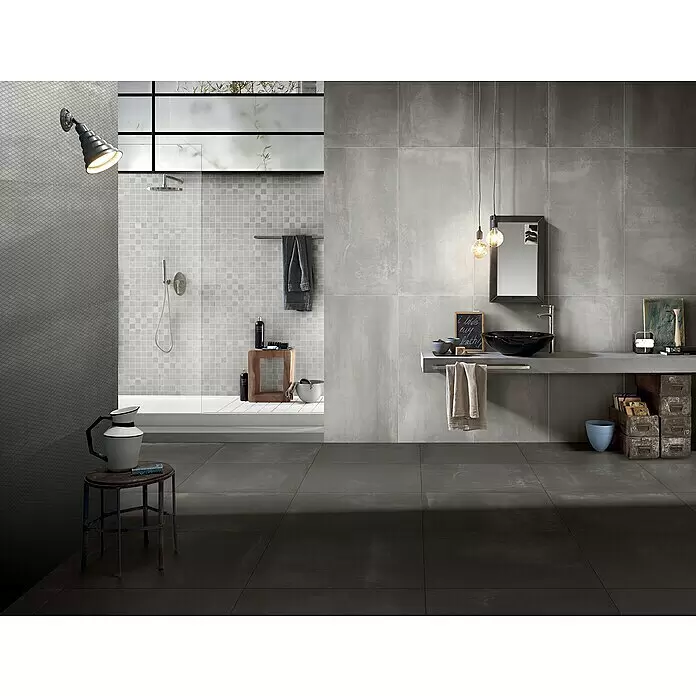 Feinsteinzeugfliese Metallo Ferro - 60 x 60 cm, Schwarz, Matt - Stimmungsaufnahme