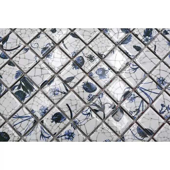 Mosaikfliese Quadrat CG SB09 - 29,8 x 29,8 cm, Weiß, Glänzend - Detailaufnahme