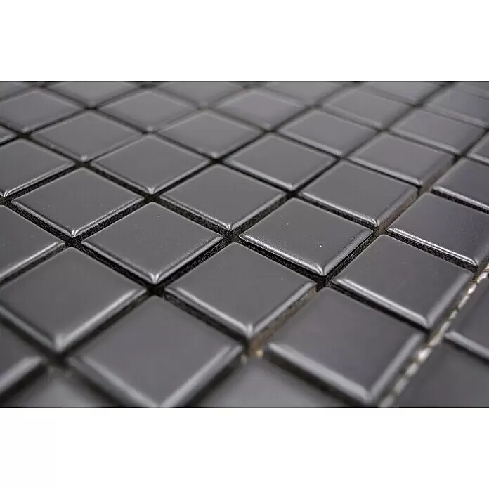 Mosaikfliese Quadrat Uni CG 154 - 29,8 x 29,8 cm, Schwarz, Matt - Detailaufnahme
