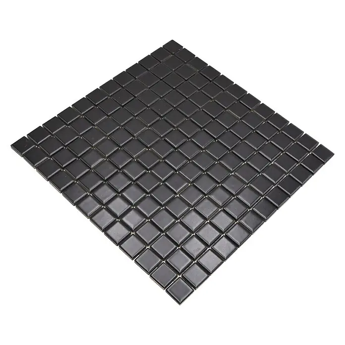 Mosaikfliese Quadrat Uni CG 154 - 29,8 x 29,8 cm, Schwarz, Matt - Quadratische schwarze Mosaikfliese, ideal für moderne Innenraumgestaltung, präsentiert eine elegante und robuste Oberfläche.