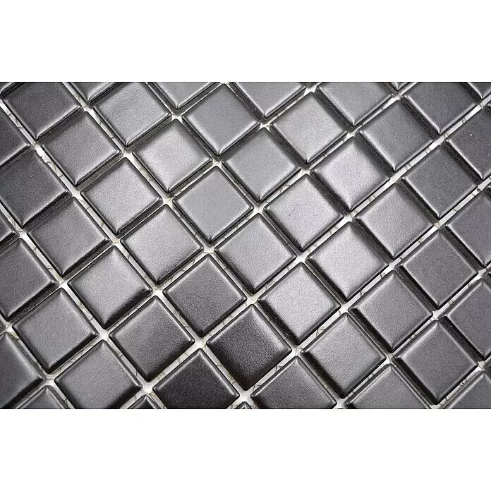 Mosaikfliese Quadrat Uni CG 154 - 29,8 x 29,8 cm, Schwarz, Matt - Detailaufnahme