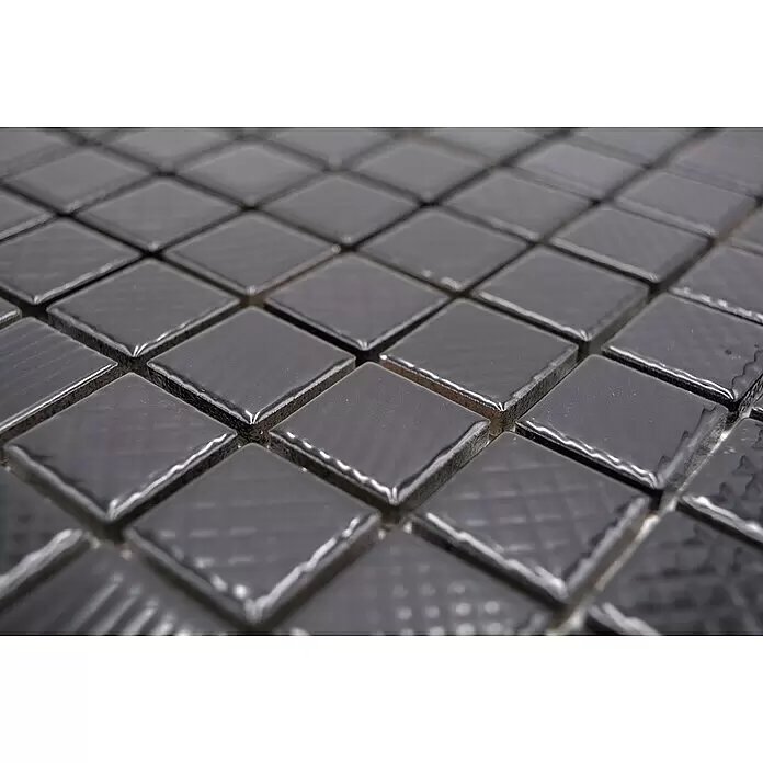 Mosaikfliese Quadrat CG 123 - 29,8 x 29,8 cm, Schwarz, Glänzend - Detailaufnahme