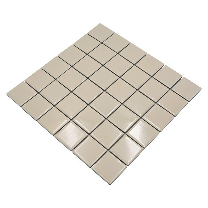 Mosaikfliese Quadrat Uni CD 26229,8 x 29,8 cm, Beige, Glänzend Diagonal View