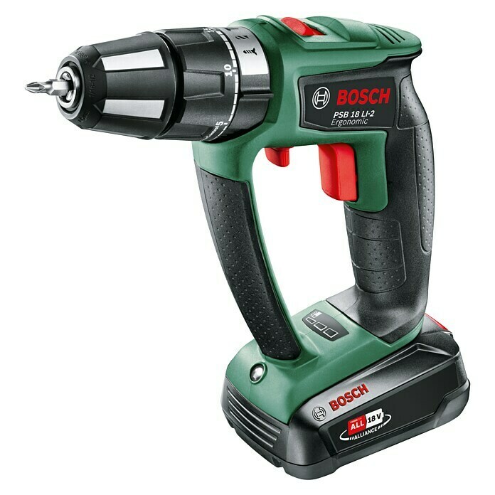 Bosch Akku-Schlagbohrschrauber PSB 18 LI-2 Ergonomic (18 V, 1 Akku, 2,5 Ah, 0 U/min - 1.400 U/min)