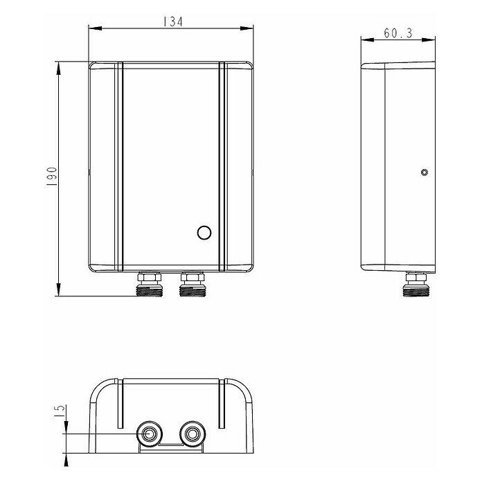 Thermoflow Kleindurchlauferhitzer Elex 5,55.500 W, 2 l/min bei 38 °C Sketch