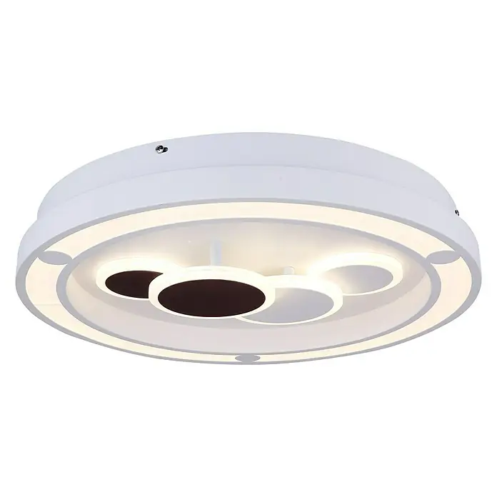 Globo Deckenleuchte rund KOLLI - 50 W, Ø x H: 480 mm x 10 cm - Weiße Deckenleuchte mit Mickey-Mouse-Design für Kinderzimmer, die eine spielerische Atmosphäre schafft.