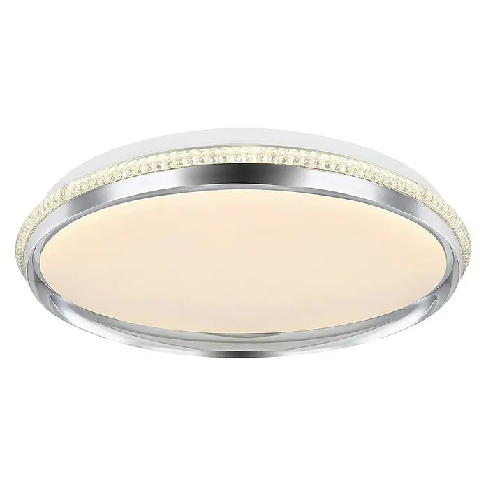 Globo Deckenleuchte rund KALLI - 36 W, Ø x H: 495 mm x 56 cm - Elegante LED-Deckenleuchte mit Chromakzenten und funkelnden Kristalldetails, die jedem Raum einen Hauch von Glamour verleiht.